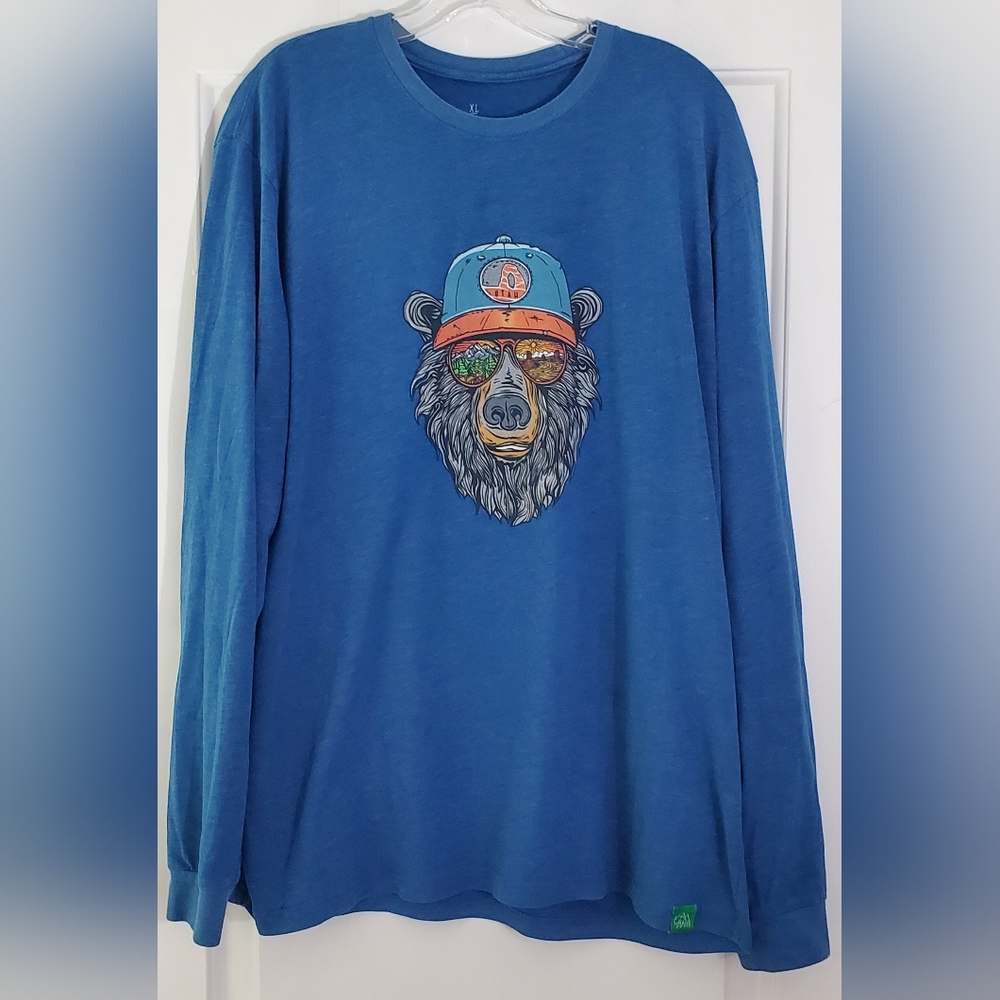 Wild Tribute Miami Vice UTAH Bear Blue Long Sleeve Graph T-Shirt - Size XL - EUC